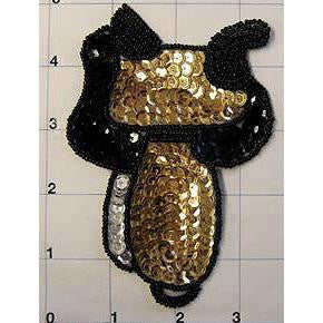 Western Horse Saddle Black and Gold Sequin Beaded 5" x 3"