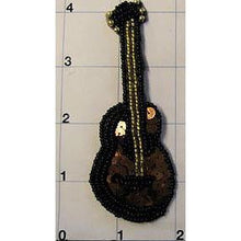 Load image into Gallery viewer, Country Guitar Brown Sequins and Black Beads 4&quot;