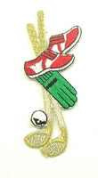 Golf Clubs with Ball, Shoes and Gloves, Multi-Colored with Metallic Gold Embroidered Iron-On 3.5