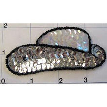 Load image into Gallery viewer, Cowboy Hat with Silver and Iridescent Sequins and Black Beads 1.75&quot; x 3.75&quot;