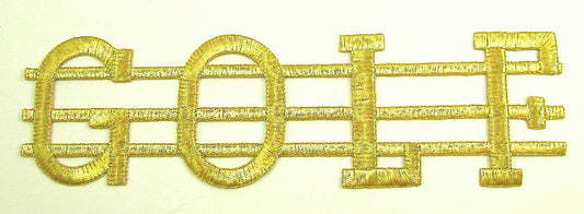Choice of Size Word "GOLF" with Gold Metallic Thread
