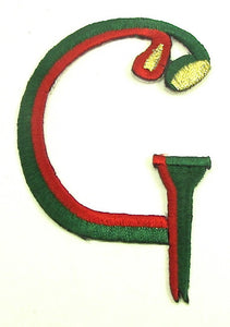 Golf Tee and Club "G" with Green and Red Embroidered 3.25" x 2.25"