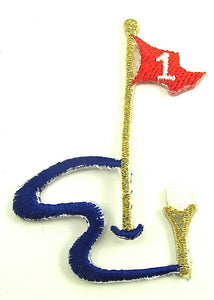 Golf Hole In One Iron-On Applique 2" x 1.25"