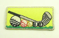 Golf Club with Balls on Green, Multi-Color with Metallic silver Embroidered Iron-On 2