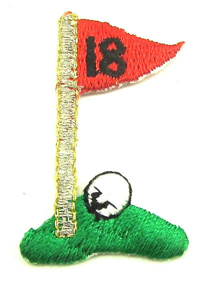 Golf Flag on Green Embroidered Red and Green 13 for $2.00 1.5" x 1"