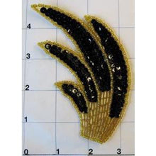 Load image into Gallery viewer, Motif Black and Gold Beaded Wing 4&quot;
