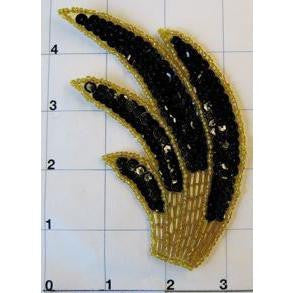 Motif Black and Gold Beaded Wing 4"