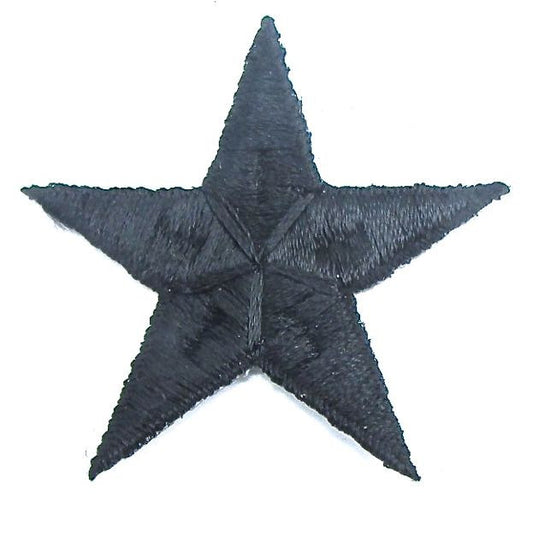 Star Black Embroidered Iron-On 2.5"