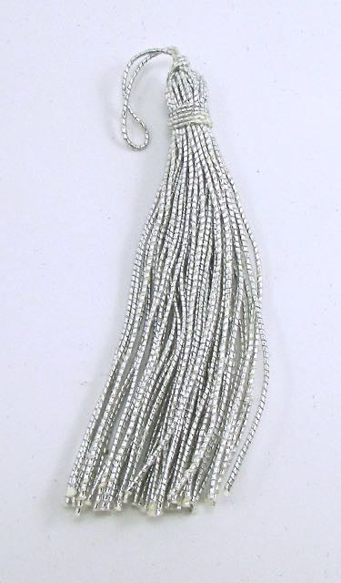 Tassel, Metallic Silver 4" x 1/2"