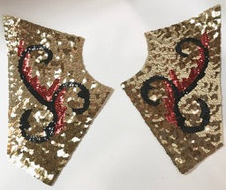 Costume Set of Five with Red, Black and gold sequins and Beads