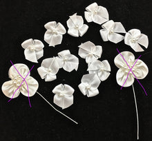Load image into Gallery viewer, Assortment of Bows White Satin with Beads 1&quot;