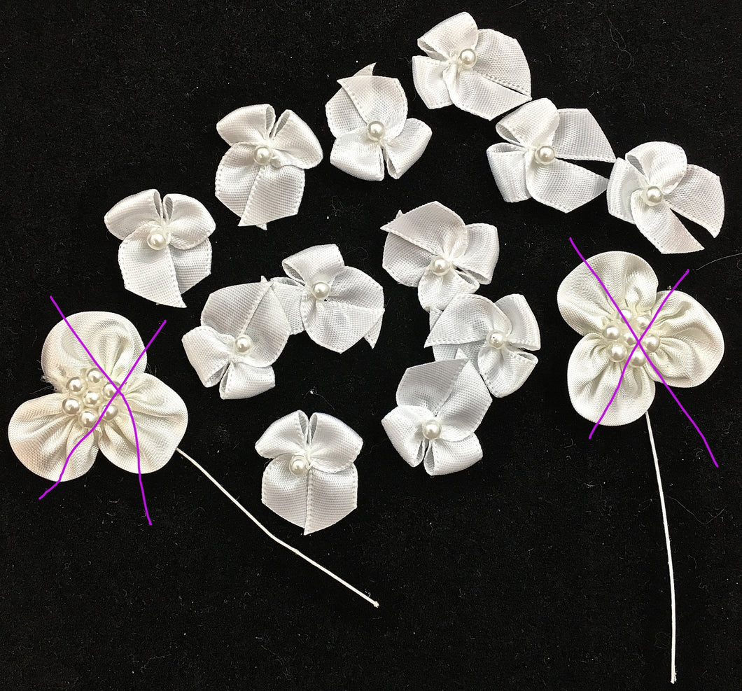 Assortment of Bows White Satin with Beads 1