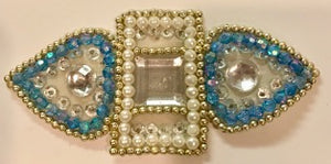 Designer Motif with Turquoise Sequins and White and Gold Beads 6" x 2.5"