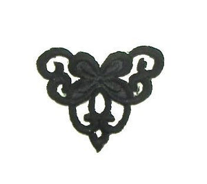 Designer Motif Black Embroidered Iron-On 1.25" x 1"