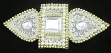 Load image into Gallery viewer, Designer Motif with gold White Pearl Sequins and Jewels 3&quot; x 6&quot;