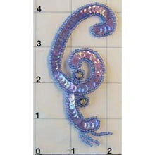 Load image into Gallery viewer, Swirl Lite Purple Sequins with Blue Beads and Rhinestones 4&quot;