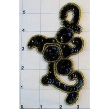 Load image into Gallery viewer, Designer Motif Swirl with Black Sequins and Gold Trim