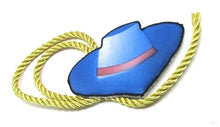 Load image into Gallery viewer, Cowboy hat, Blue, Red, Black with Gold Metallic Rope, Embroidered Iron-On 5&quot; x 2.25&quot;