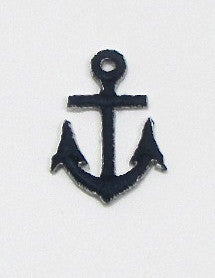 Anchor, Navy Blue Embroidered Iron-On, 1" x .75" - Sequinappliques.com