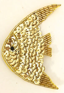 Fish with Gold Sequins and Beads 4" x 2.5"