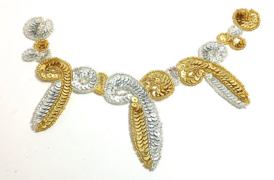 Collar Motif with Gold and Silver Sequins and Beads 6" x 9"