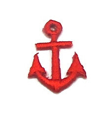 Anchor, Red Embroidered Iron-On  1" x .75" - Sequinappliques.com