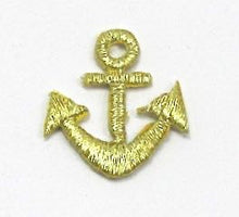 Load image into Gallery viewer, Anchor, Gold metallic embroidered iron-On  1&quot; x 1&quot; - Sequinappliques.com