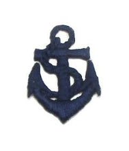 Load image into Gallery viewer, Anchor with Rope, Navy Blue Embroidered Iron-On 1.5&quot; x 1&quot; - Sequinappliques.com
