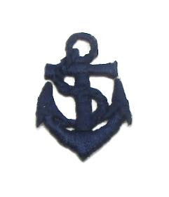 Anchor with Rope, Navy Blue Embroidered Iron-On 1.5" x 1" - Sequinappliques.com