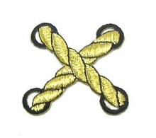 Load image into Gallery viewer, Nautical Rope, Black and Gold Metallic Embroidered Iron-On 2&quot; x 1.75&quot;