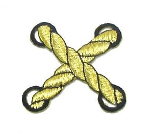 Nautical Rope, Black and Gold Metallic Embroidered Iron-On 2" x 1.75"