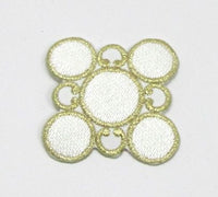 Designer Motif, White Circles with Metallic Gold, Embroidered Iron-On 2