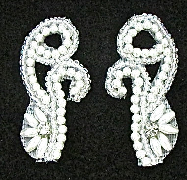 Designer Motif Pair with Pearls and Rhinestones 2"