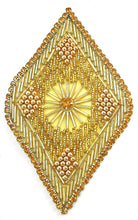 Load image into Gallery viewer, Designer Motif Triangle Vintage with Many gold Rhinestones and Gold Beads 6&quot; x 4&quot;