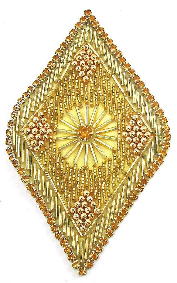 Designer Motif Triangle Vintage with Many gold Rhinestones and Gold Beads 6