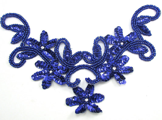 Flower Neckline with Choice of Color Sequins and Beads and Rhinestones 6" x 10.5"
