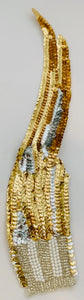 Flame with Gold, Silver and white Beads 11" x 4"