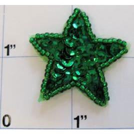Star with Green Sequins and Beads 1.25"