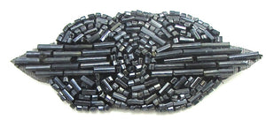 Designer Motif Triple Circle with Dark Grey Beads 1.5" x 3.5"