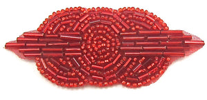 Designer Motif Triple Circle with Red Beads 1.5" x 3.5"