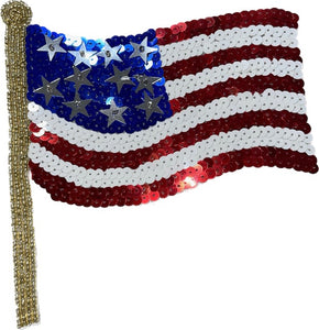 Flag American with Sequins and Beads 6" x 5"