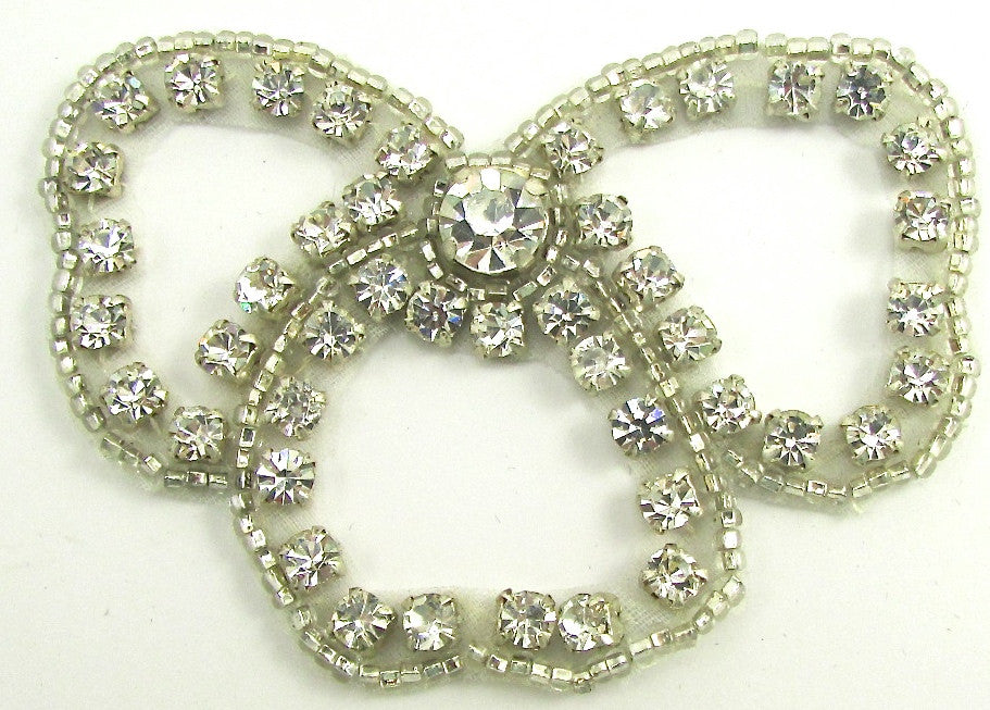 Designer Motif Bow Shaped with High Quality Rhinestones 2" x 3"