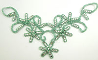 Flower Neck Line with Mint Green High Quality Rhinestones and Beads 6