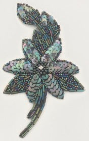 Flower Pair with Shiney Moonlite Sequins and Beads 6" x 3.5"