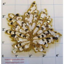 Load image into Gallery viewer, Leaf With Gold Beads and all White Sequins , 3.5&quot; x 3.5&quot;