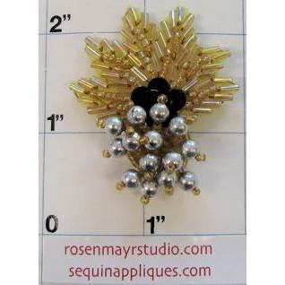 Gold Bugle Beads & Silver Pearl Like Beads