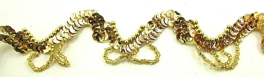 Trim with Gold Sequins and Beads 1.5"