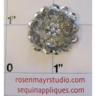 Silver Sequin Flower with Silver Pearl like Beads 1