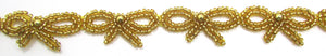 Trim with Gold Beaded Bows 1" Wide