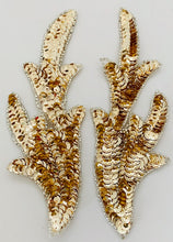 Load image into Gallery viewer, Leaf Pair and singles with Gold Sequins/Beads 7&quot; x 3&quot;